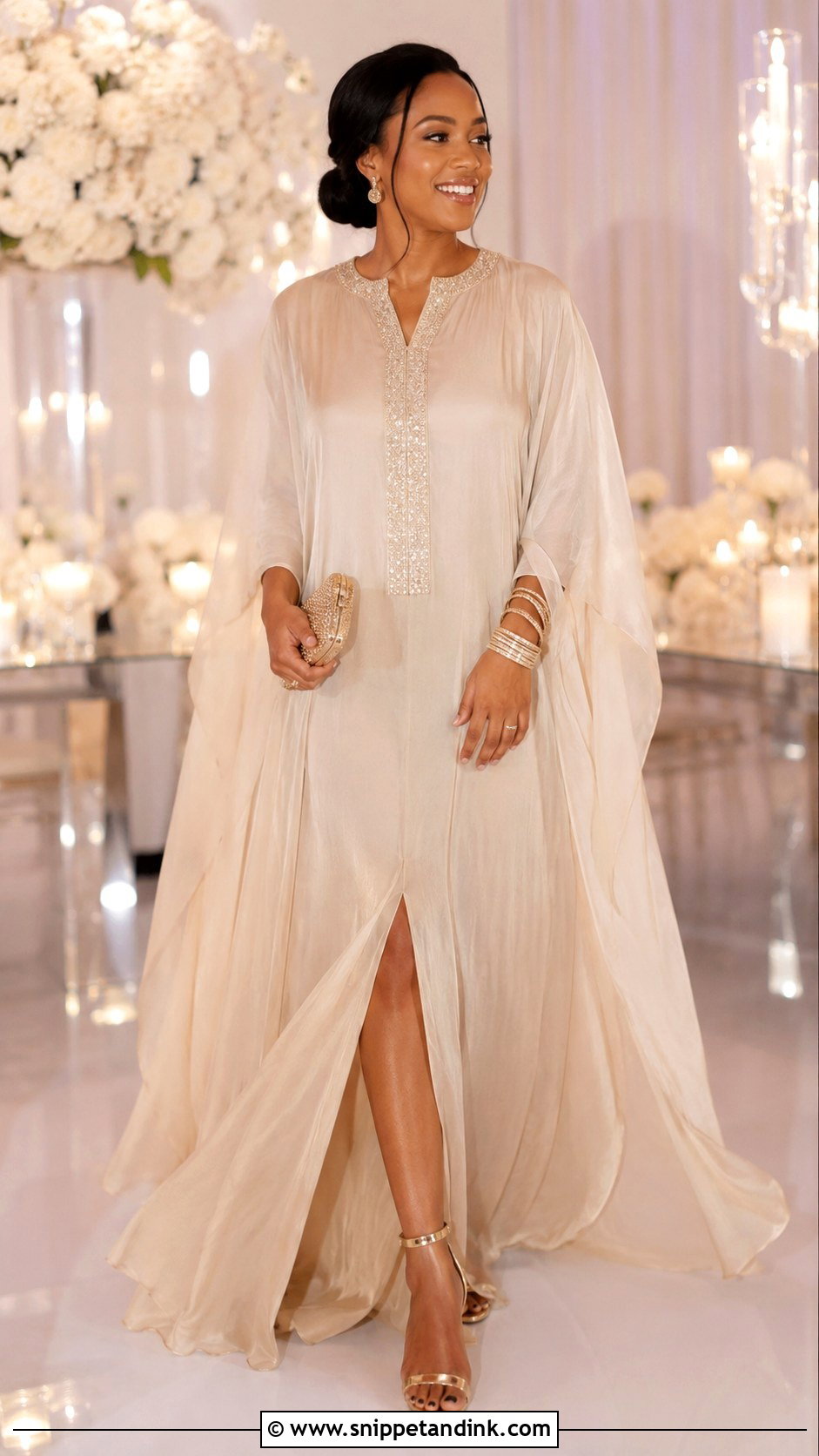 Maxi Chiffon Bubu Gown With Metallic Sandals - Snippet and Ink - 25 Bubu Gown Styles Chiffon