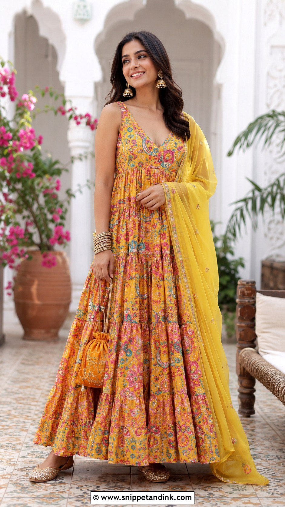 Maxi Dress For Mehndi Ceremony - Snippet and Ink - 25 Mehndi Ceremony Outfit Ideas