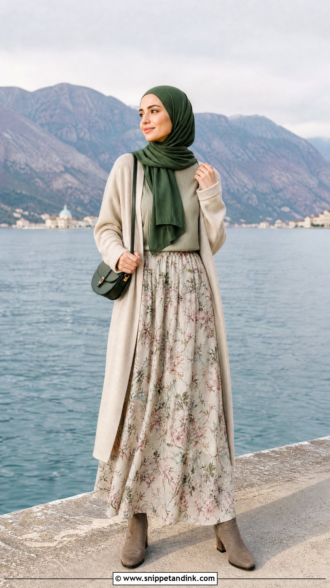 Maxi Skirt And Knit Top Hijabi Honeymoon Outfit - Snippet and Ink - 20 Hijabi Honeymoon Outfits