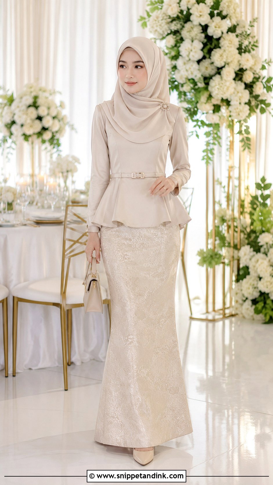 Maxi Skirt And Peplum Top Hijab Wedding Outfit - Snippet and Ink - 20 Hijab Outfit Wedding Ideas
