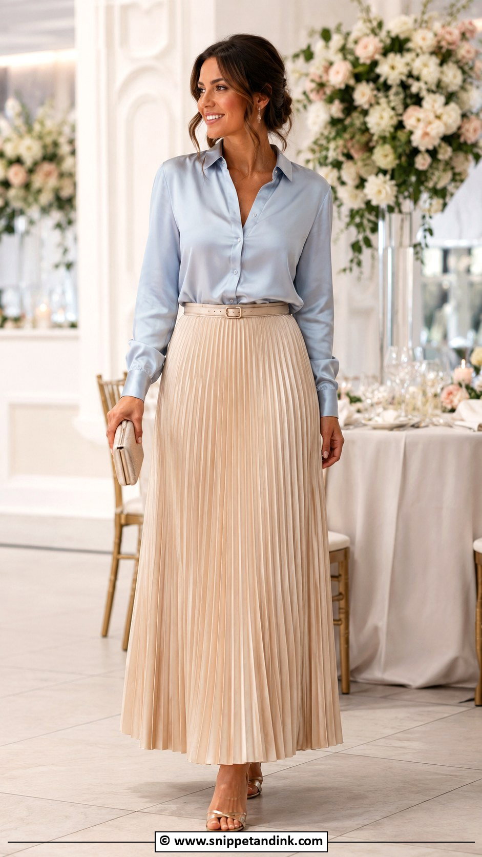 Maxi Skirt And Silk Blouse Wedding Attire - Snippet and Ink - 30 Wedding Attire Ideas