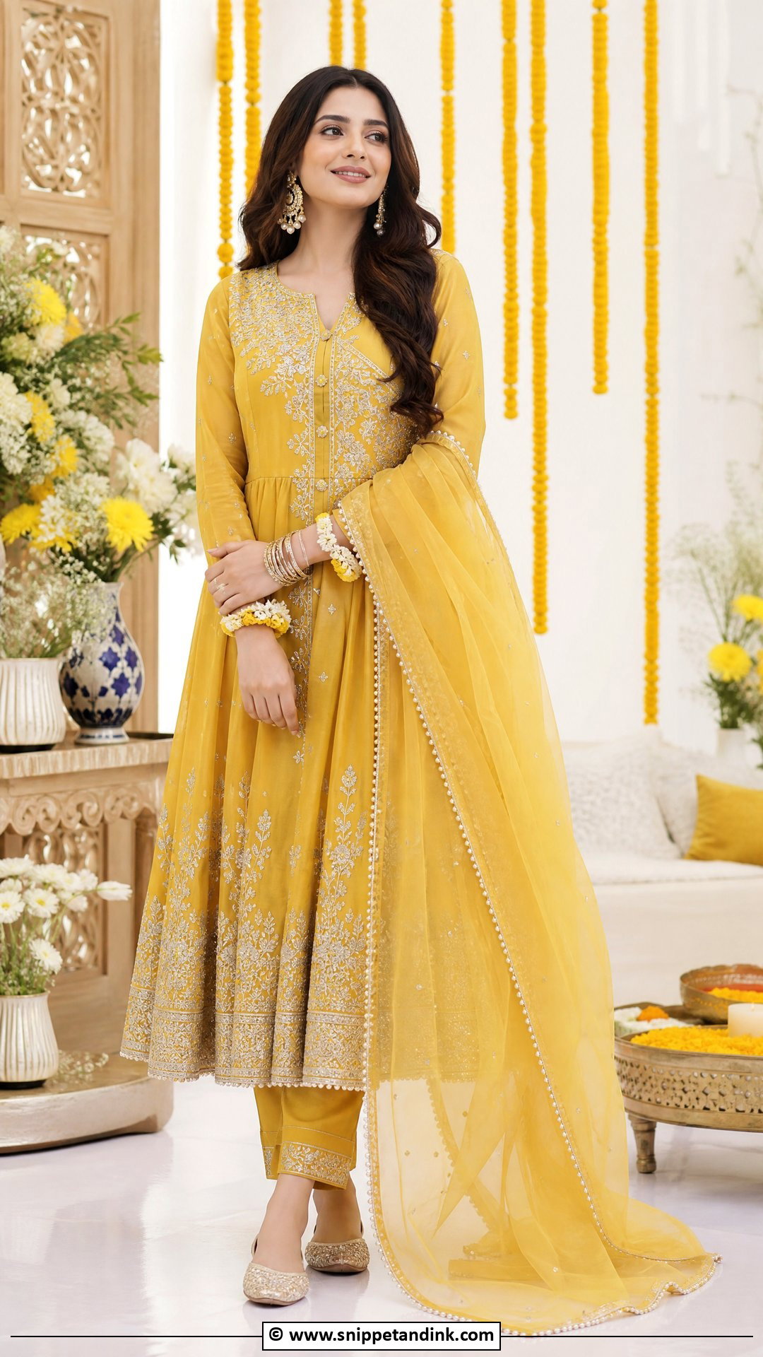 Mayon Dress With Net Dupatta - Snippet and Ink - 35 Mayon Dresses