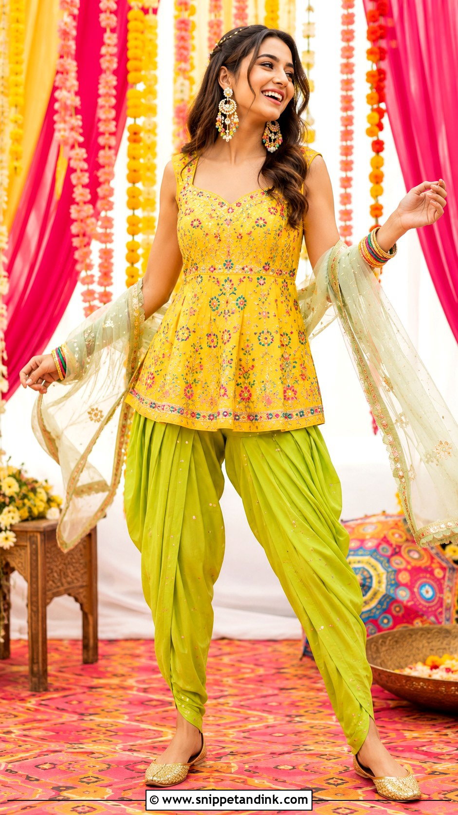 Mayoun Dhoti Pants Outfit - Snippet and Ink - 25 Mayoun Dress Ideas