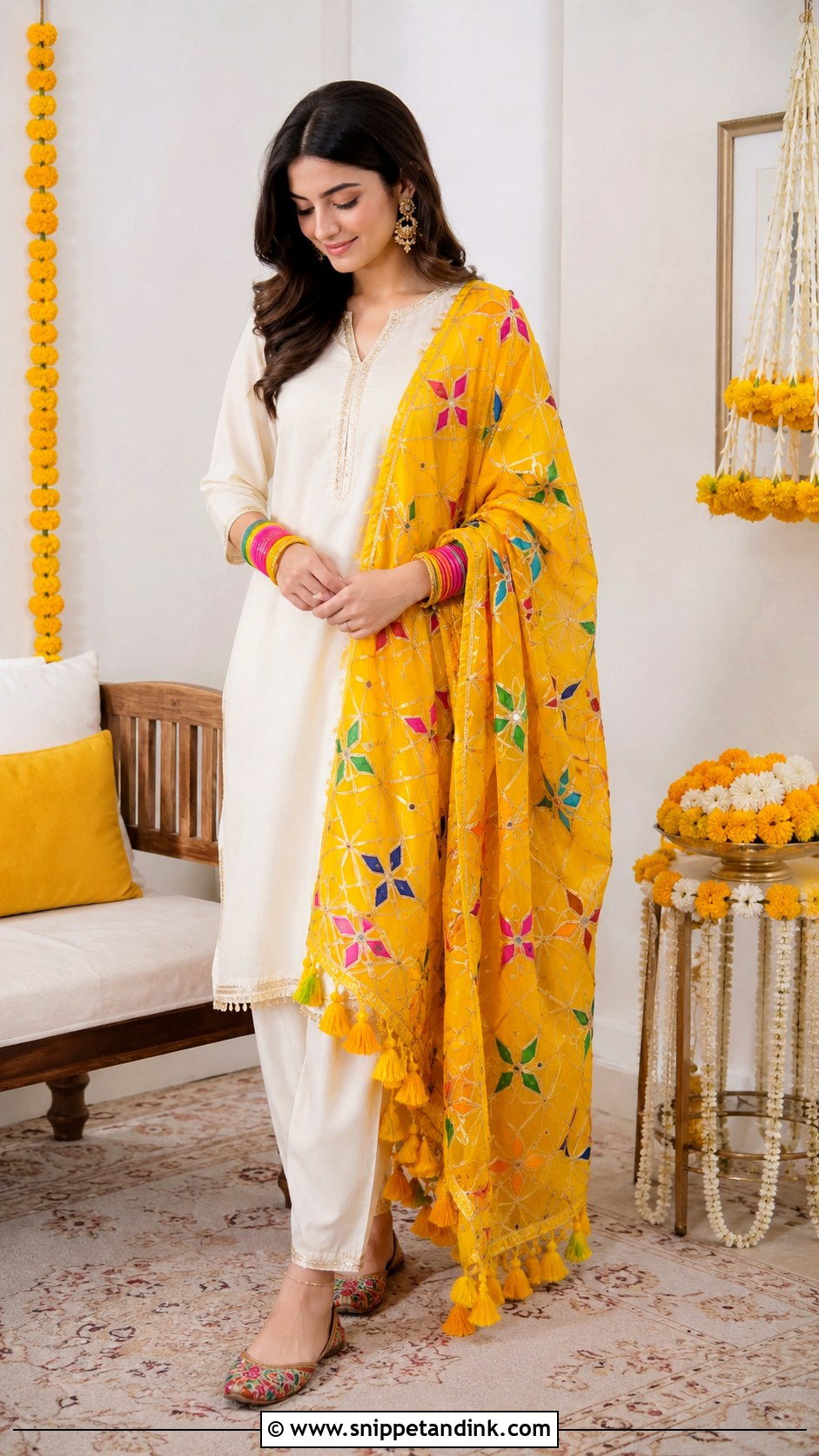 Mayoun Dupatta With Simple Suit - Snippet and Ink - 25 Mayoun Dress Ideas