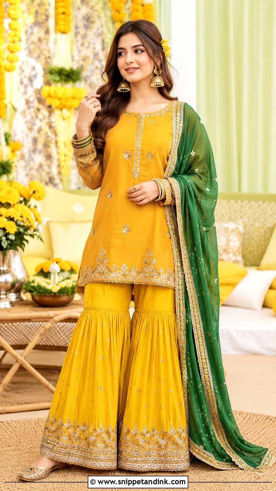 Mayoun Kurta With Gharara - Snippet and Ink - 25 Mayoun Dress Ideas