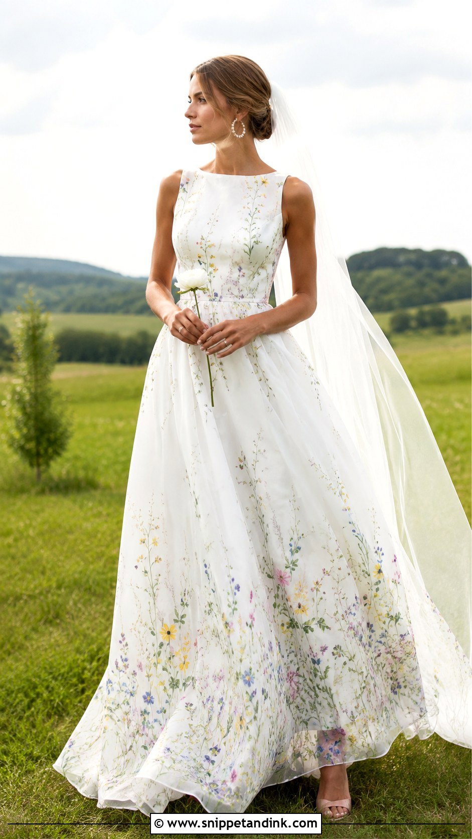 Meadow Print Wedding Dress - Snippet and Ink - 20 Nature Inspired Wedding Dress Ideas
