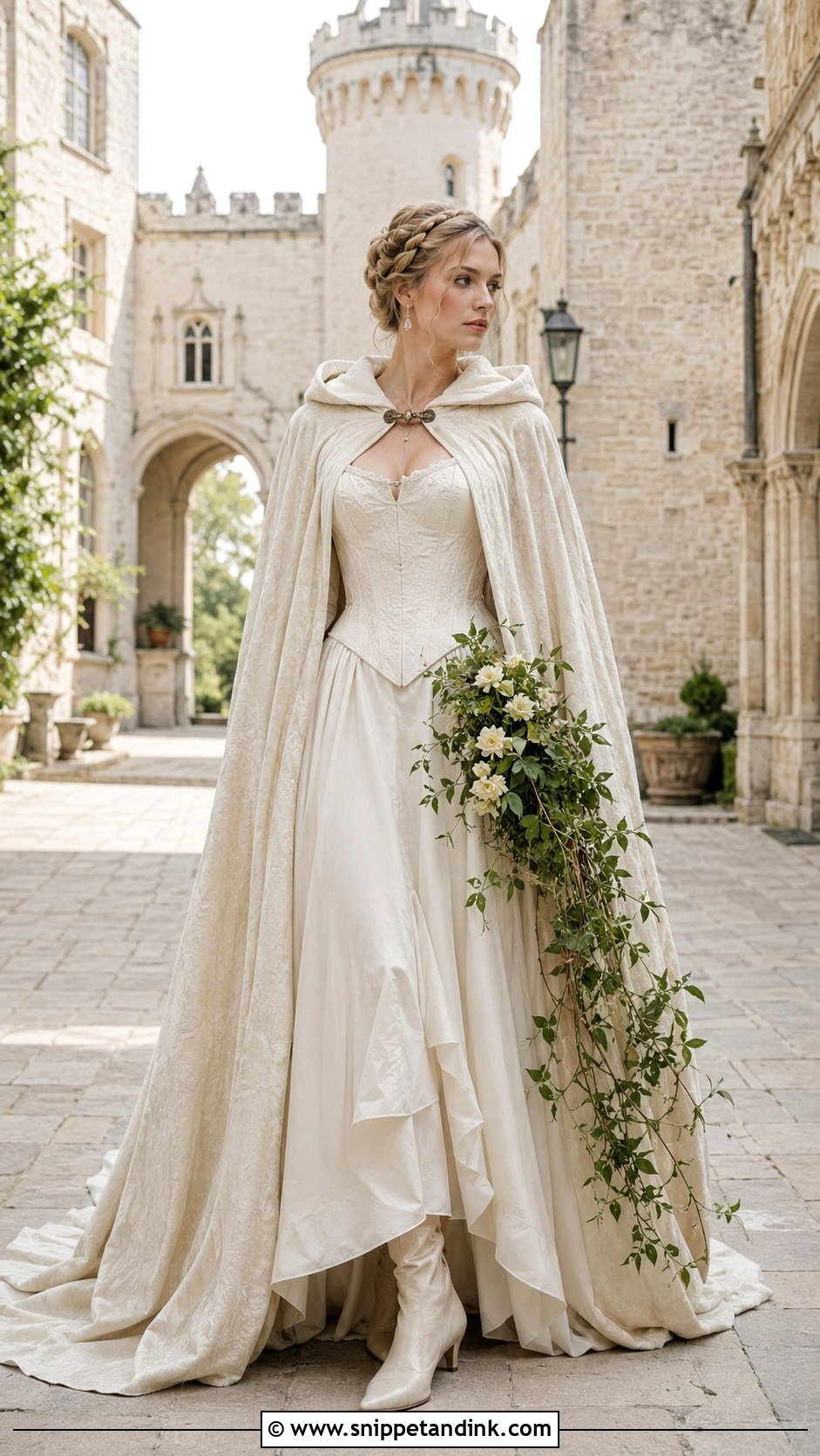 Medieval Bridal Cloak With Corset Wedding Dress - Snippet and Ink - 20 Bridal Cloak Ideas
