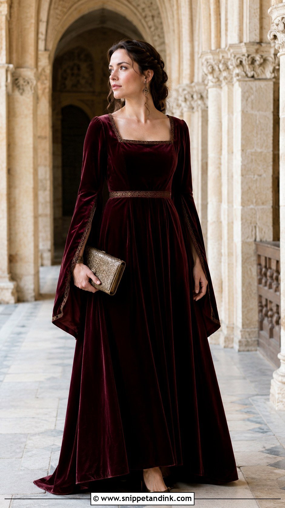 Medieval Burgundy Velvet Gown - Snippet and Ink - 20 Fairy Tale Gown Ideas