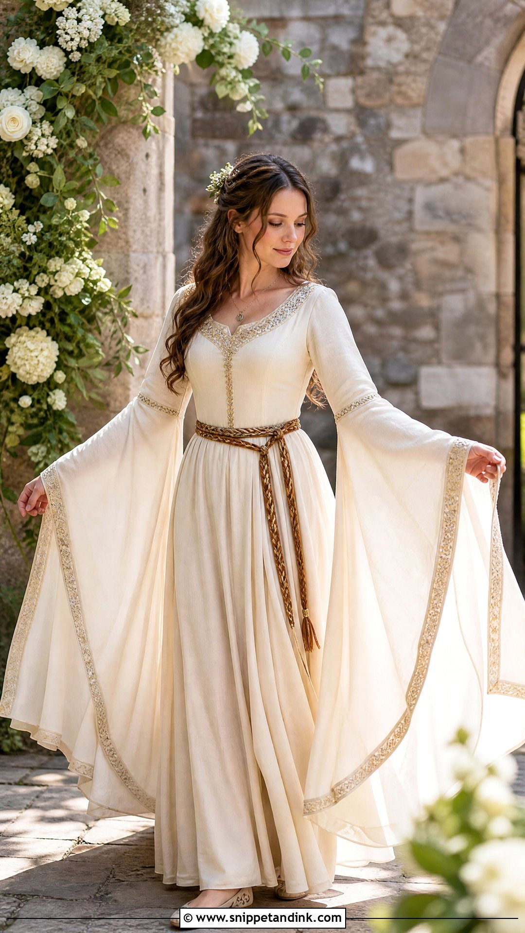 Medieval Celtic Wedding Dress With Bell Sleeves - Snippet and Ink - 25 Celtic Wedding Dress Ideas
