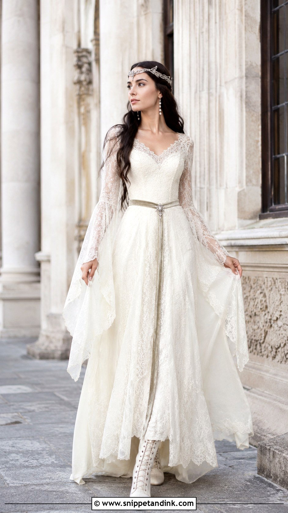 Medieval Lace Arwen Wedding Dress - Snippet and Ink - 20 Arwen Wedding Dress Ideas