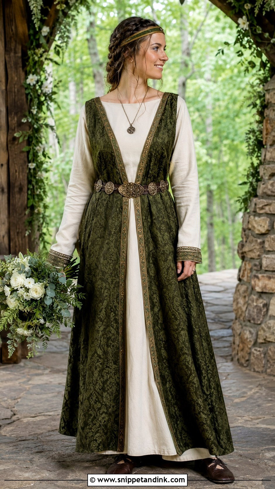 Medieval Overdress With Contrasting Undergown - Snippet and Ink - 20 Medieval Style Wedding Dress Ideas