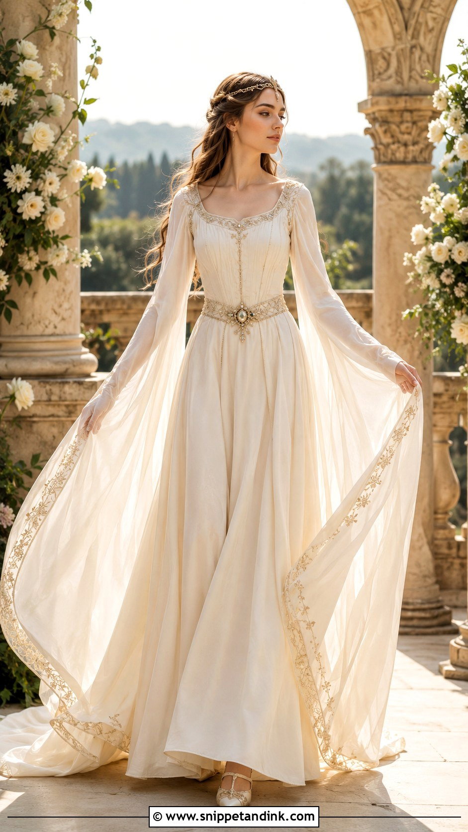 Medieval Princess Wedding Dress With Bell Sleeves - Snippet and Ink - 30 Medieval Princesses Wedding Dress Ideas