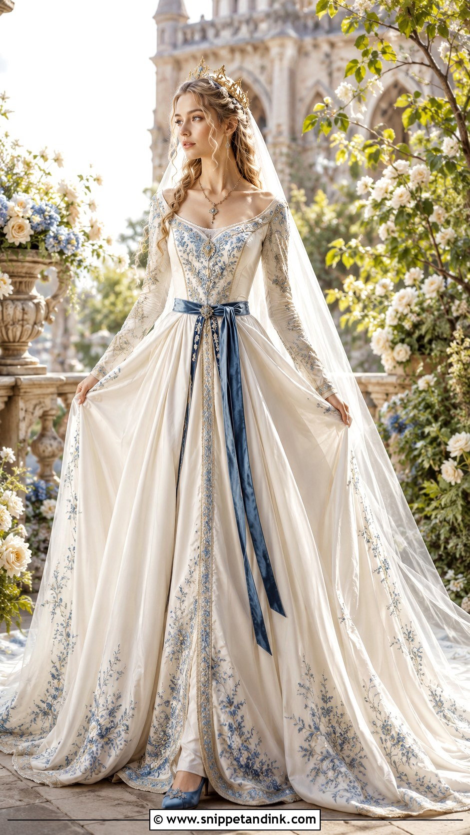 Medieval Princess Wedding Dress With Colored Accents - Snippet and Ink - 30 Medieval Princesses Wedding Dress Ideas