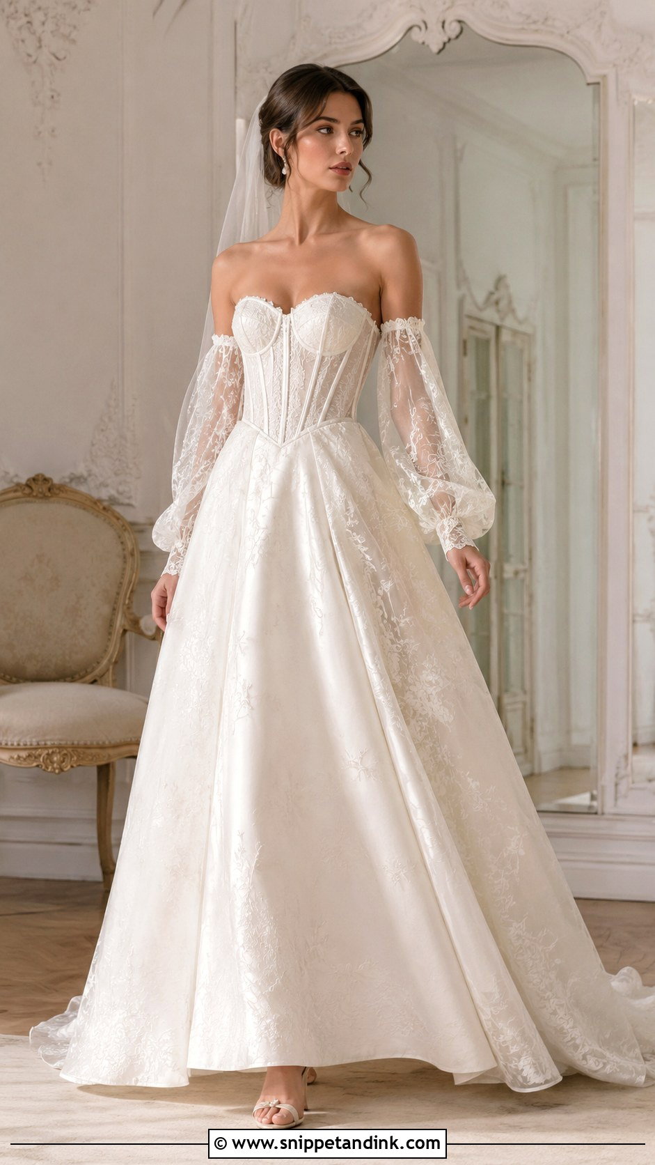 Medieval Princess Wedding Dress With Detachable Sleeves - Snippet and Ink - 30 Medieval Princesses Wedding Dress Ideas