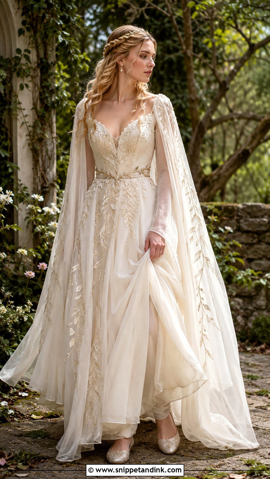 Medieval Princess Wedding Dress With Elven Details - Snippet and Ink - 30 Medieval Princesses Wedding Dress Ideas