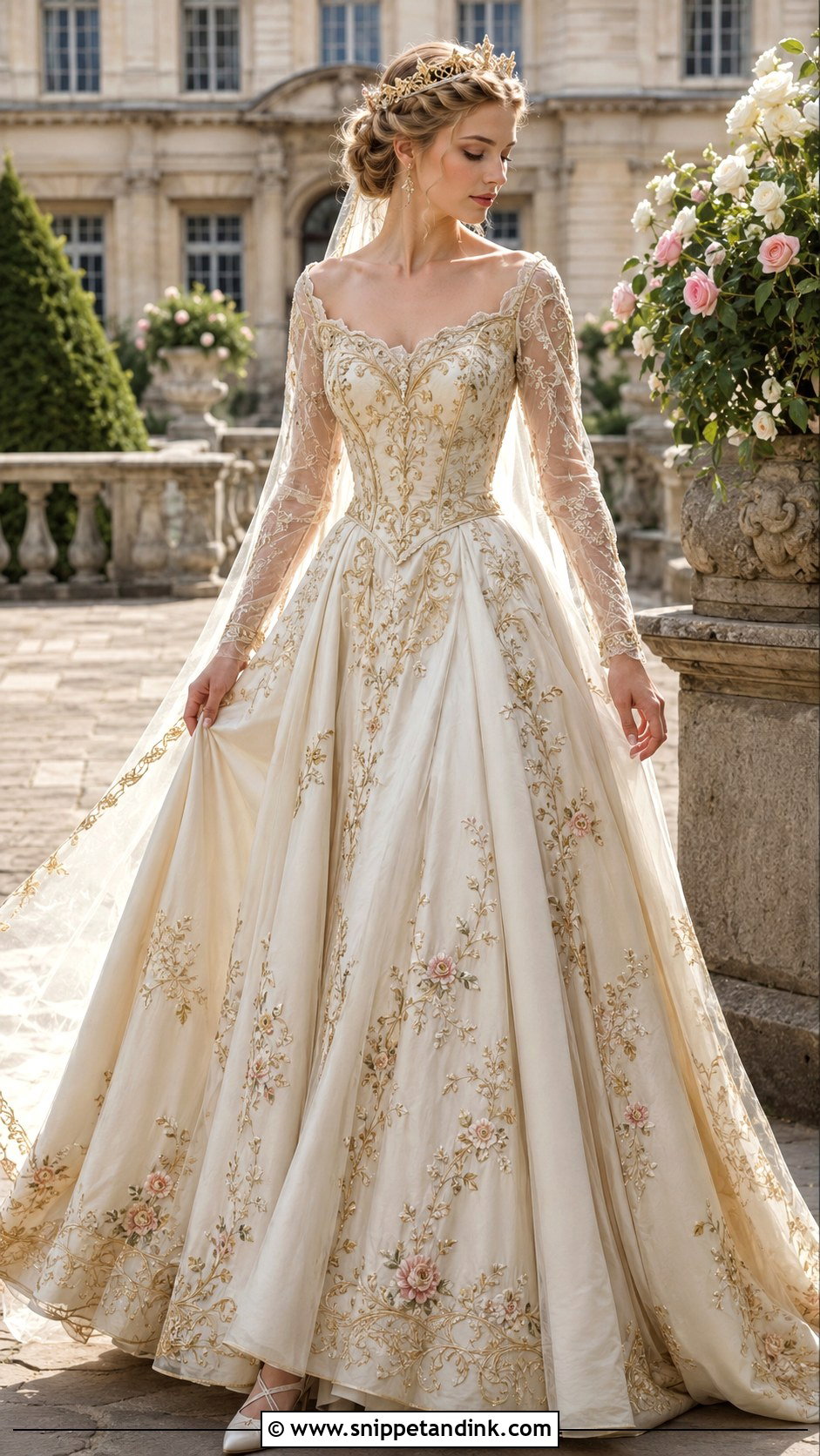 Medieval Princess Wedding Dress With Embroidery - Snippet and Ink - 30 Medieval Princesses Wedding Dress Ideas