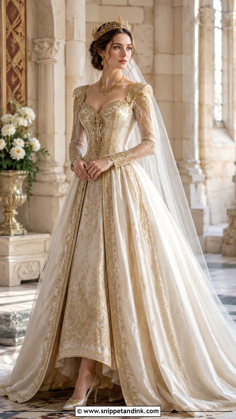 Medieval Princess Wedding Dress With Gold Accents - Snippet and Ink - 30 Medieval Princesses Wedding Dress Ideas