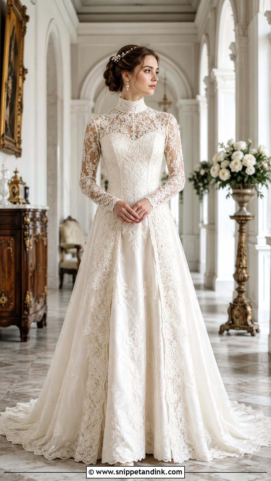Medieval Princess Wedding Dress With High Neck - Snippet and Ink - 30 Medieval Princesses Wedding Dress Ideas