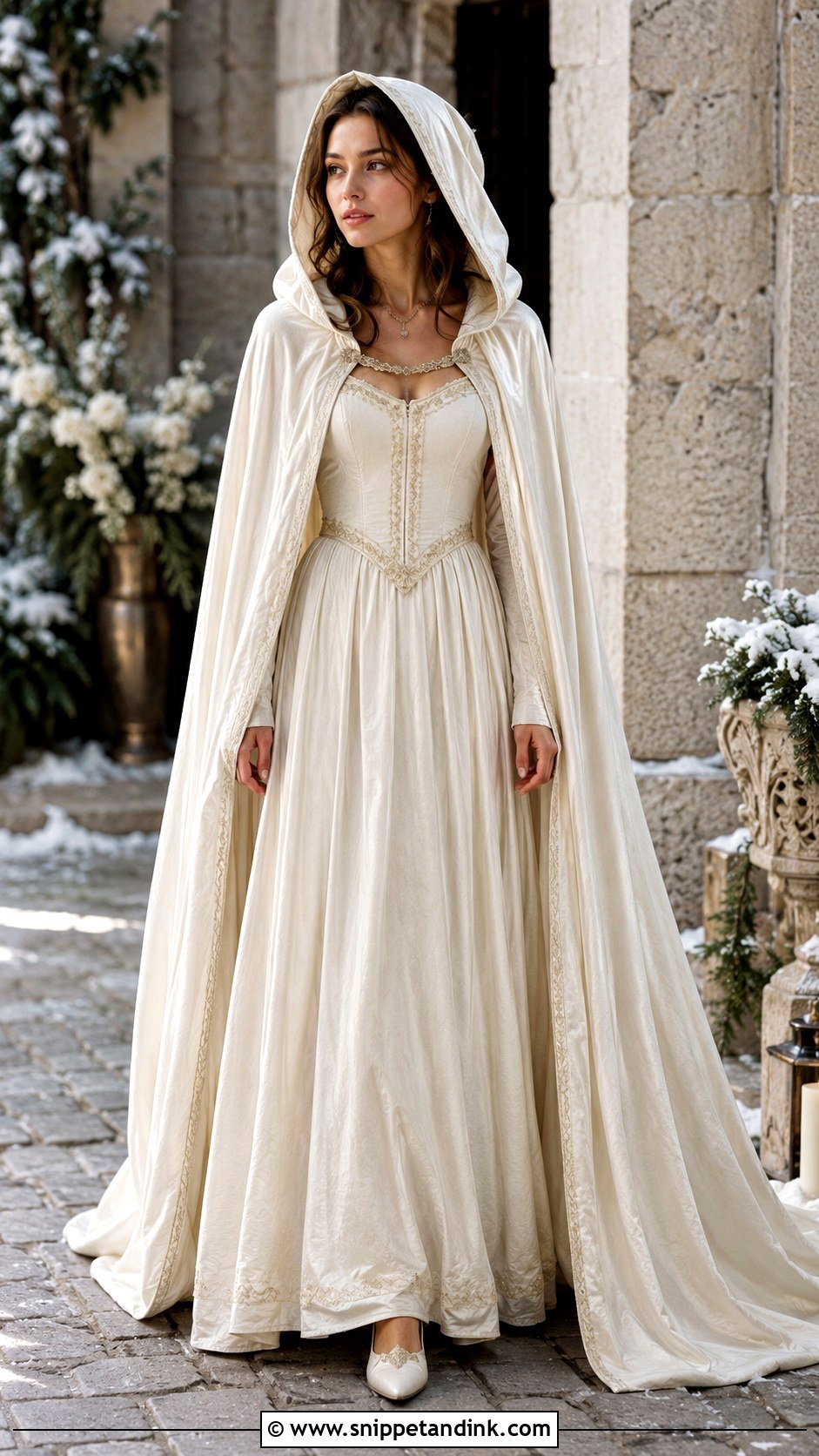 Medieval Princess Wedding Dress With Hooded Cloak - Snippet and Ink - 30 Medieval Princesses Wedding Dress Ideas