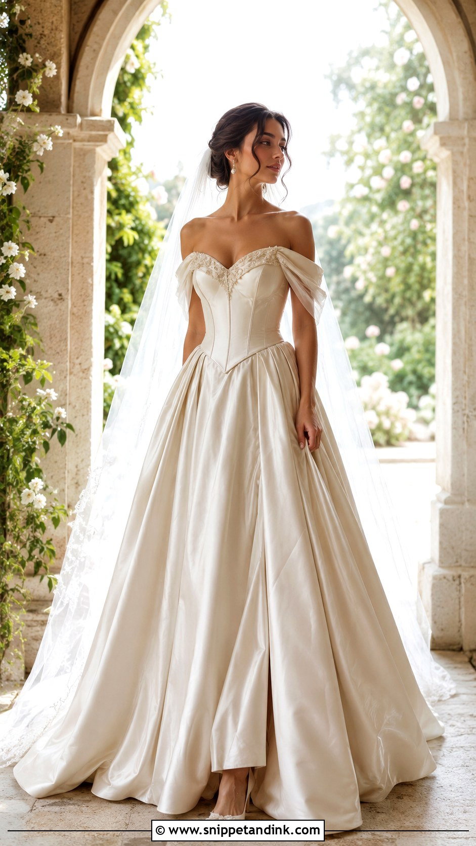 Medieval Princess Wedding Dress With Off Shoulder Sleeves - Snippet and Ink - 30 Medieval Princesses Wedding Dress Ideas