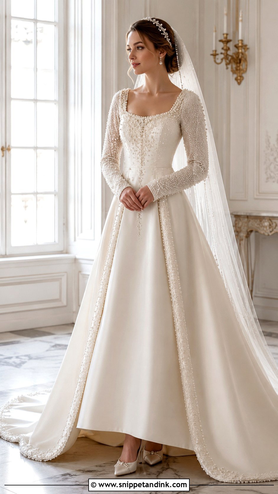 Medieval Princess Wedding Dress With Pearl Details - Snippet and Ink - 30 Medieval Princesses Wedding Dress Ideas