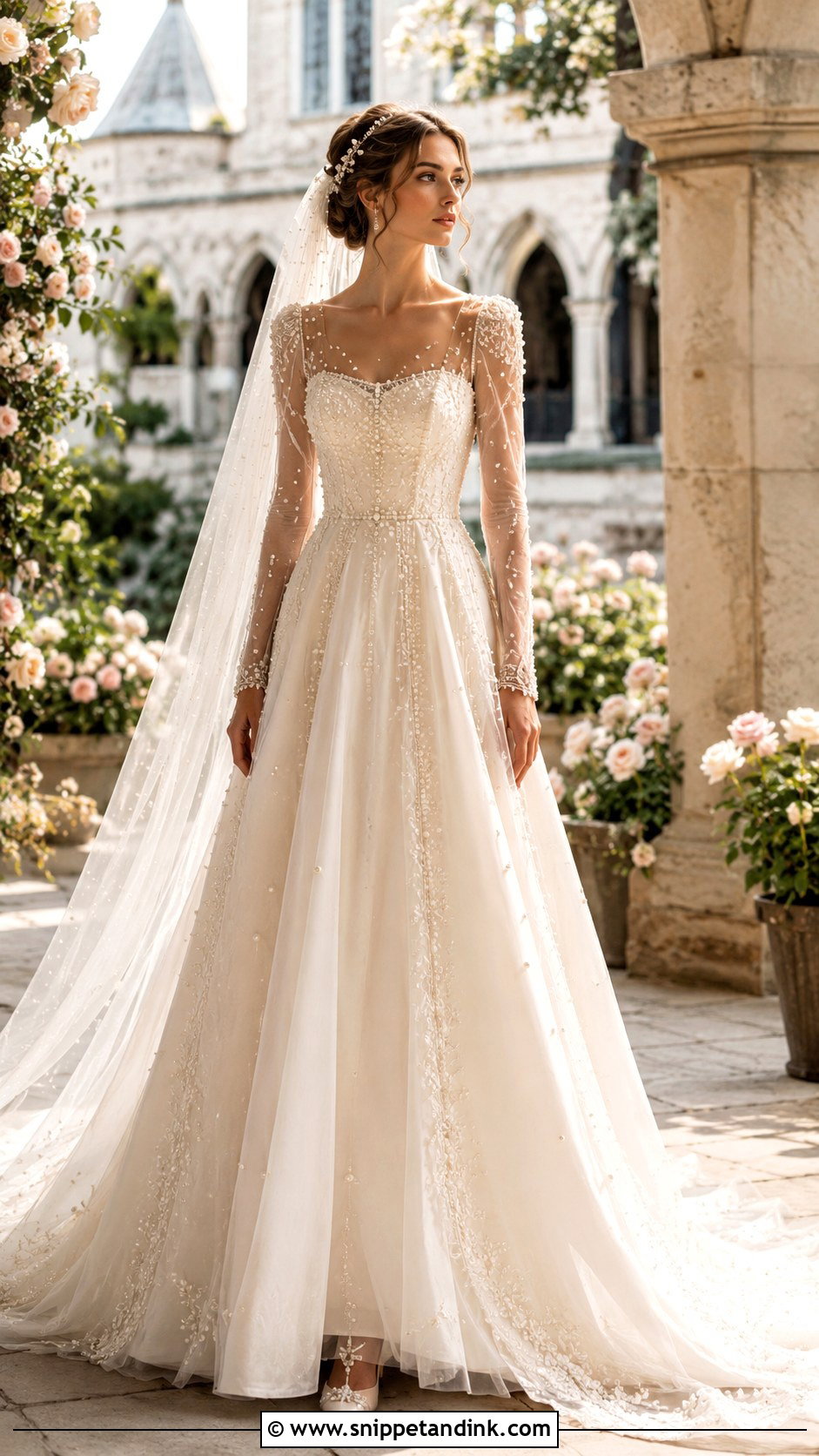 Medieval Princess Wedding Dress With Sheer Sleeves - Snippet and Ink - 30 Medieval Princesses Wedding Dress Ideas