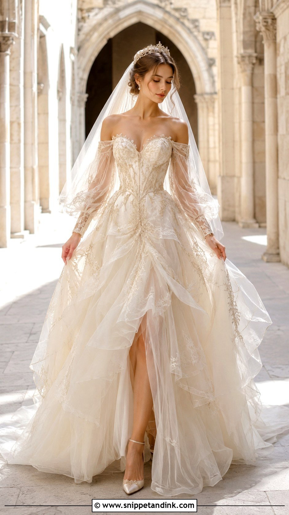 Medieval Princess Wedding Dress With Tulle Layers - Snippet and Ink - 30 Medieval Princesses Wedding Dress Ideas