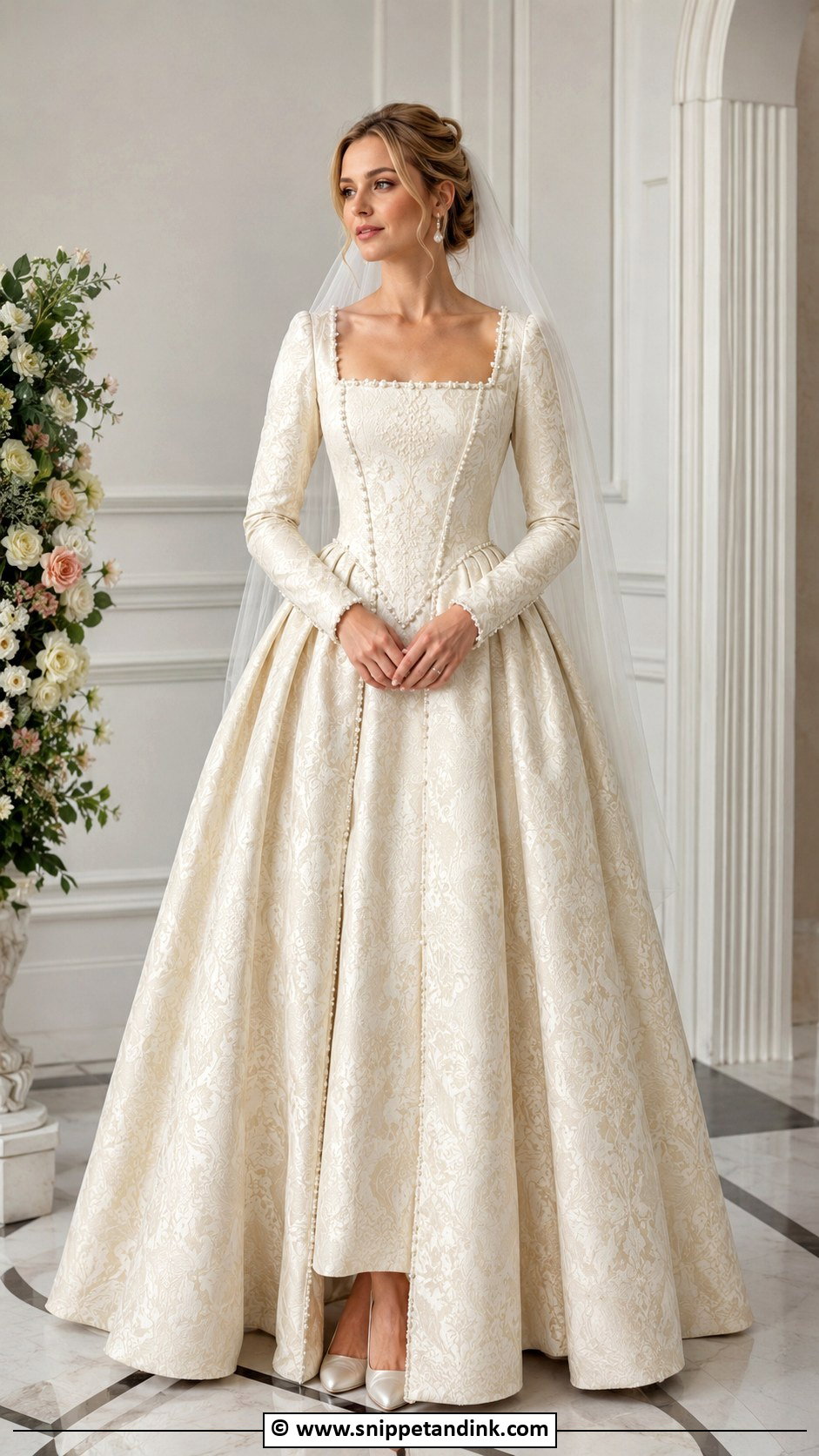 Medieval Wedding Dress With Brocade Fabric - Snippet and Ink - 30 Medieval Wedding Dress Ideas