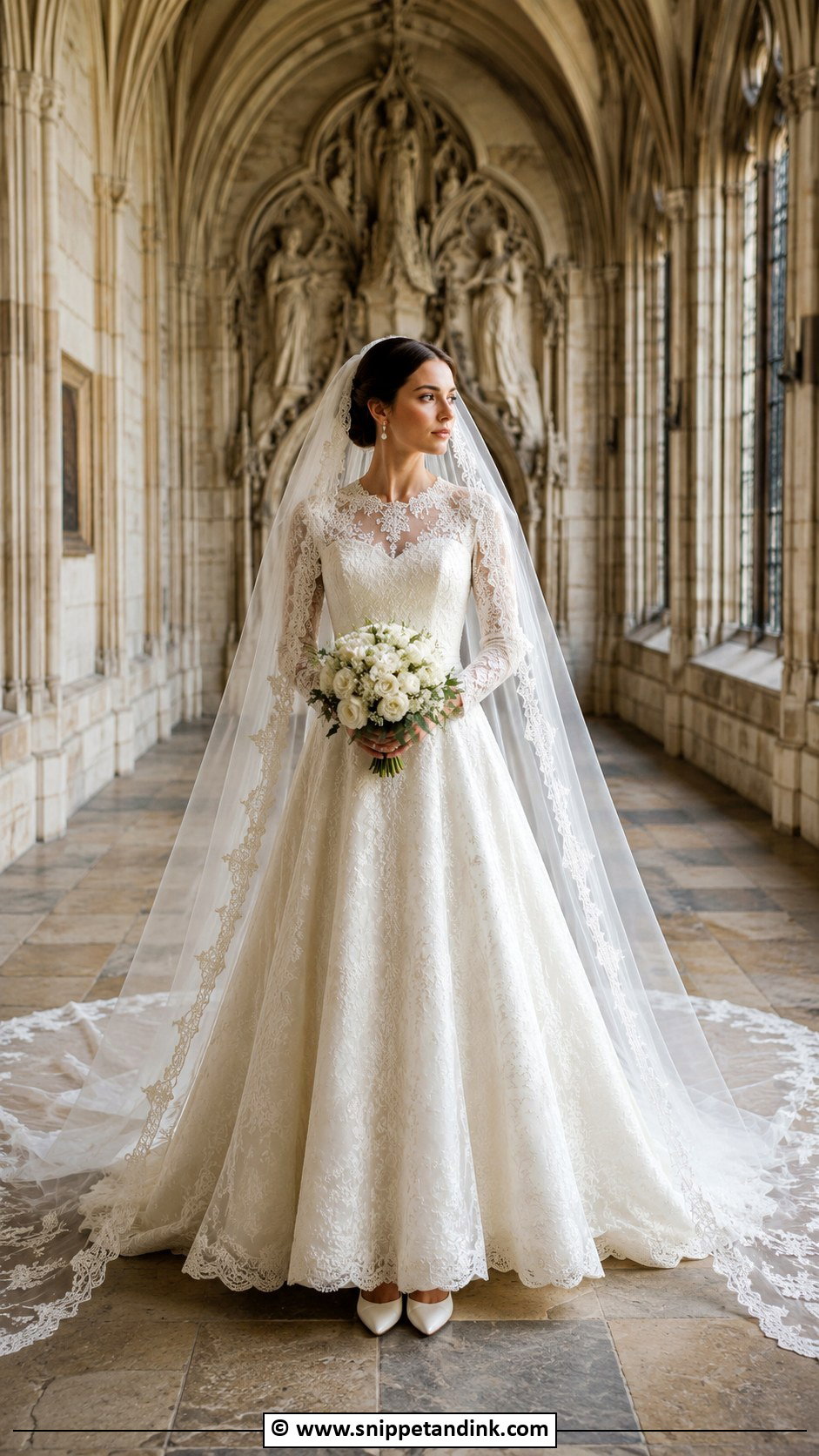 Medieval Wedding Dress With Cathedral Veil - Snippet and Ink - 30 Medieval Wedding Dress Ideas