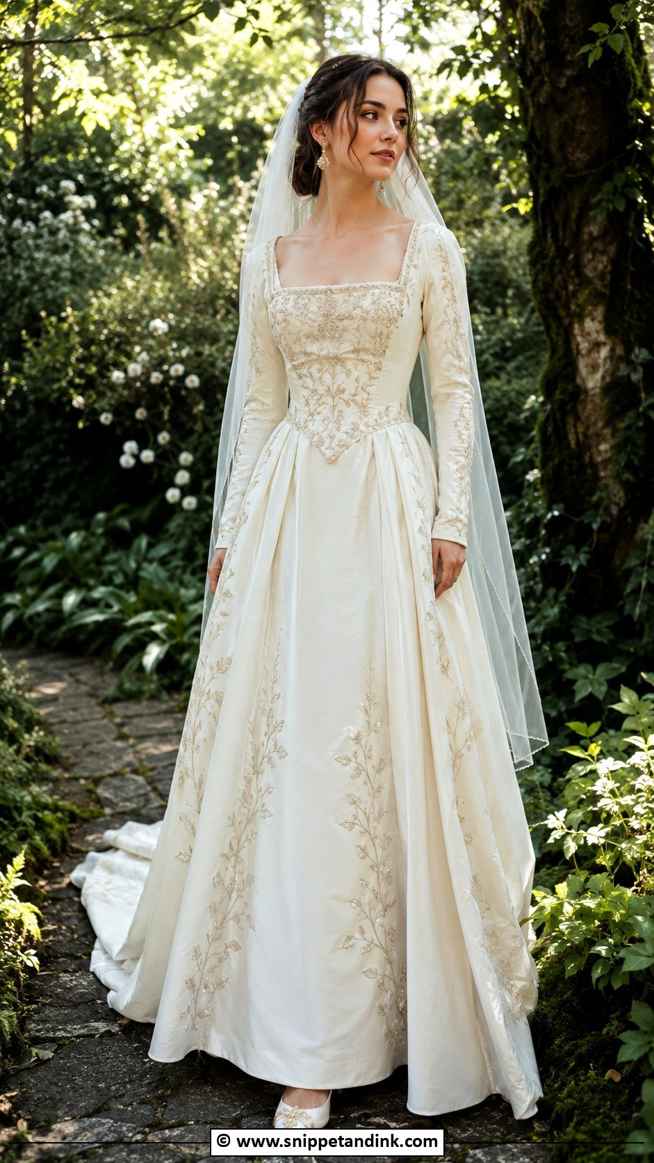 Medieval Wedding Dress With Embroidered Bodice - Snippet and Ink - 30 Medieval Wedding Dress Ideas