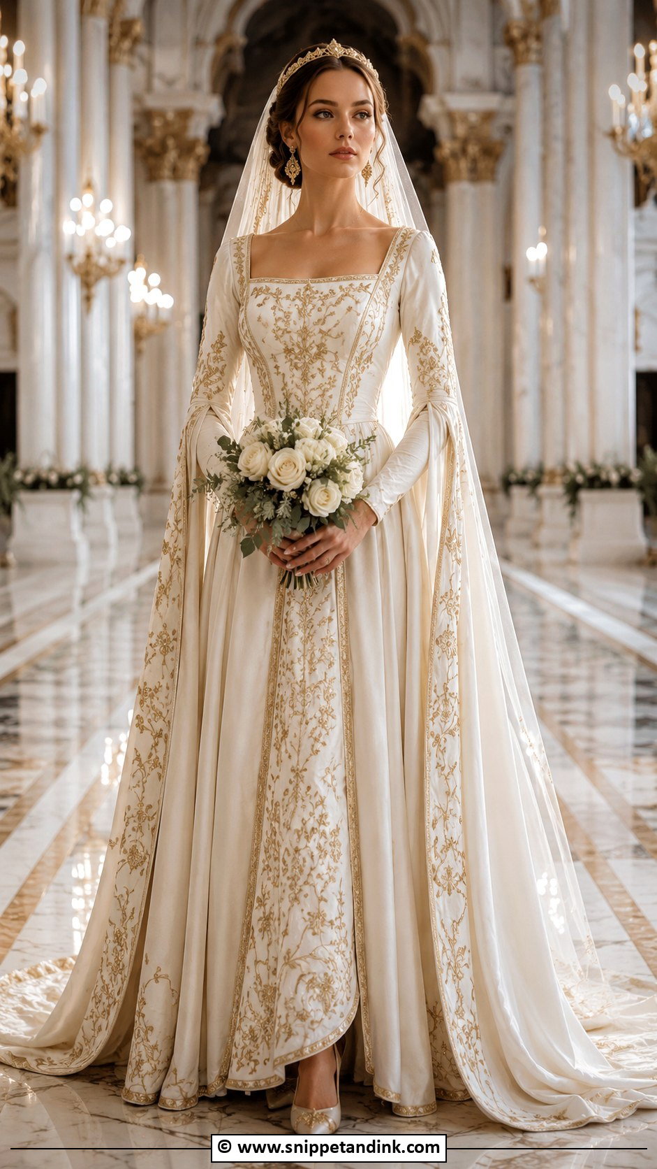 Medieval Wedding Dress With Gold Embroidery - Snippet and Ink - 30 Medieval Wedding Dress Ideas