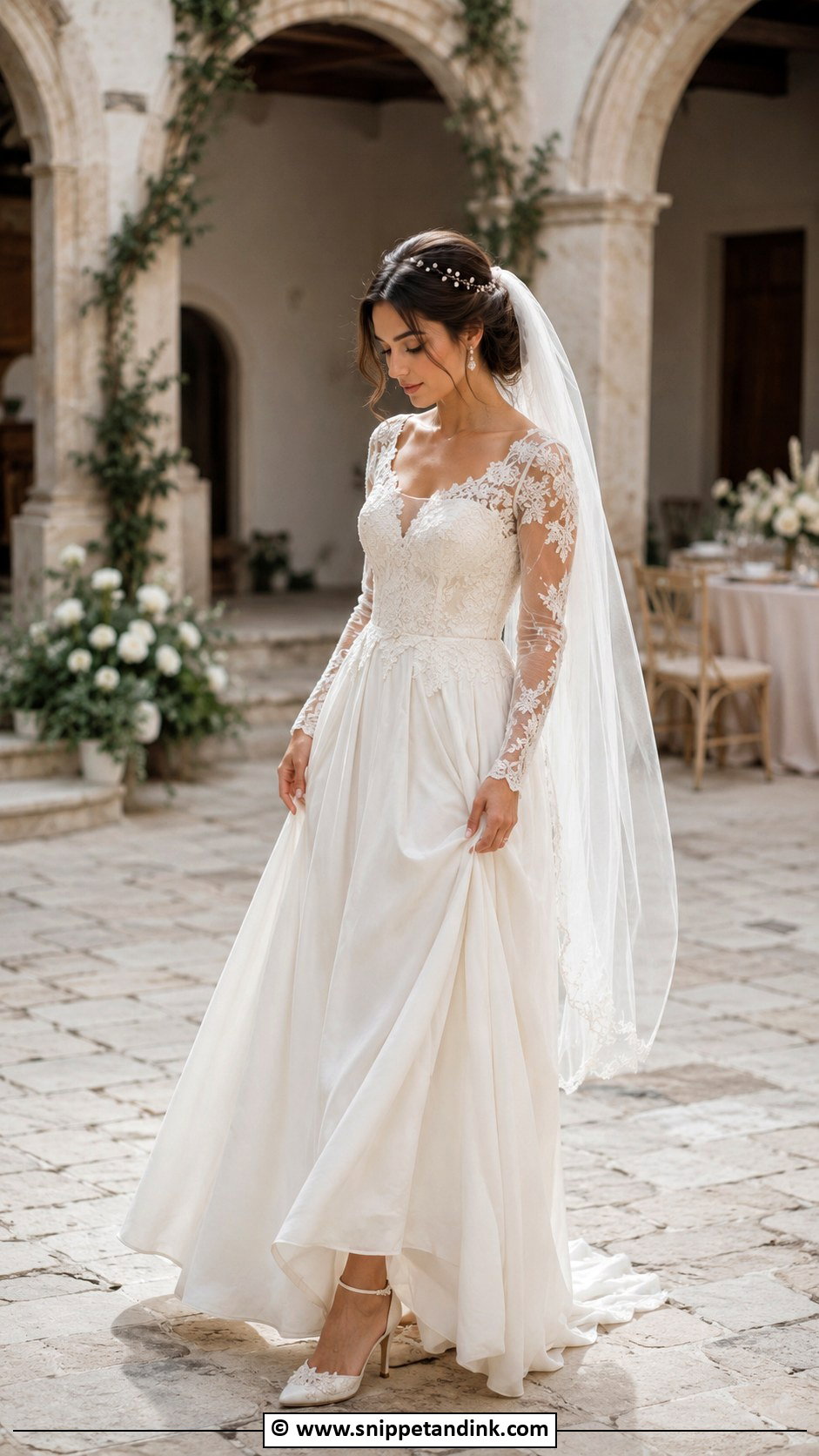 Medieval Wedding Dress With Lace Sleeves - Snippet and Ink - 30 Medieval Wedding Dress Ideas