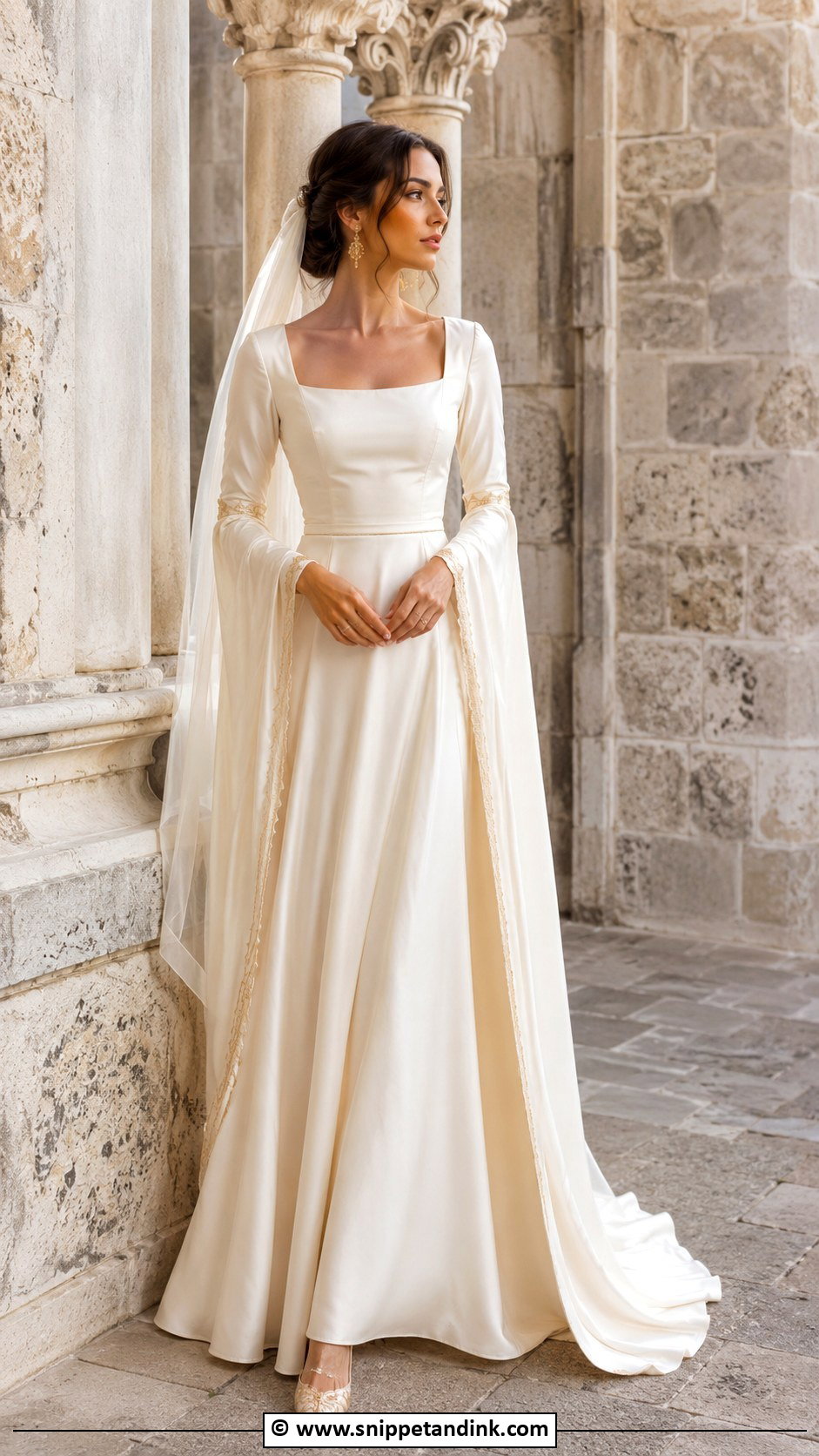 Medieval Wedding Dress With Long Sleeves - Snippet and Ink - 30 Fantasy Inspired Wedding Dress Ideas