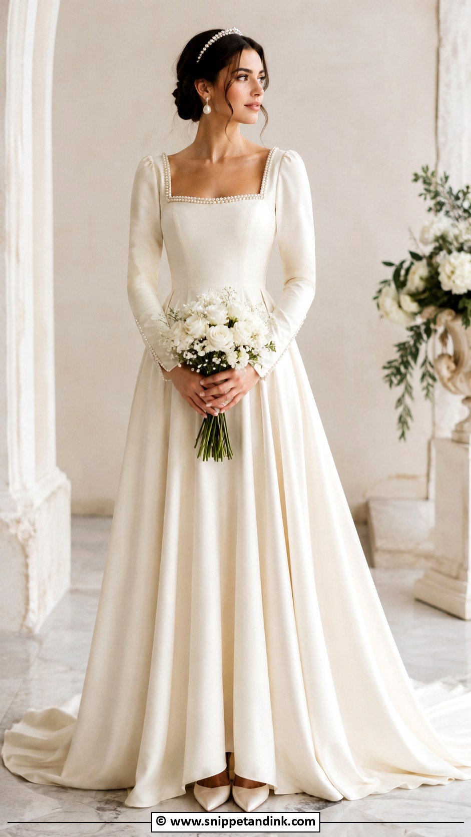 Medieval Wedding Dress With Pearl Details - Snippet and Ink - 30 Medieval Wedding Dress Ideas