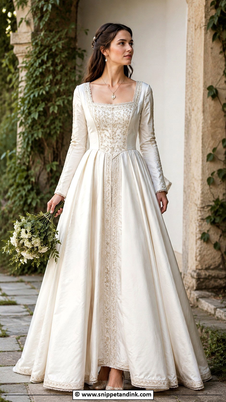 Medieval Wedding Dress With Square Neckline - Snippet and Ink - 30 Medieval Wedding Dress Ideas