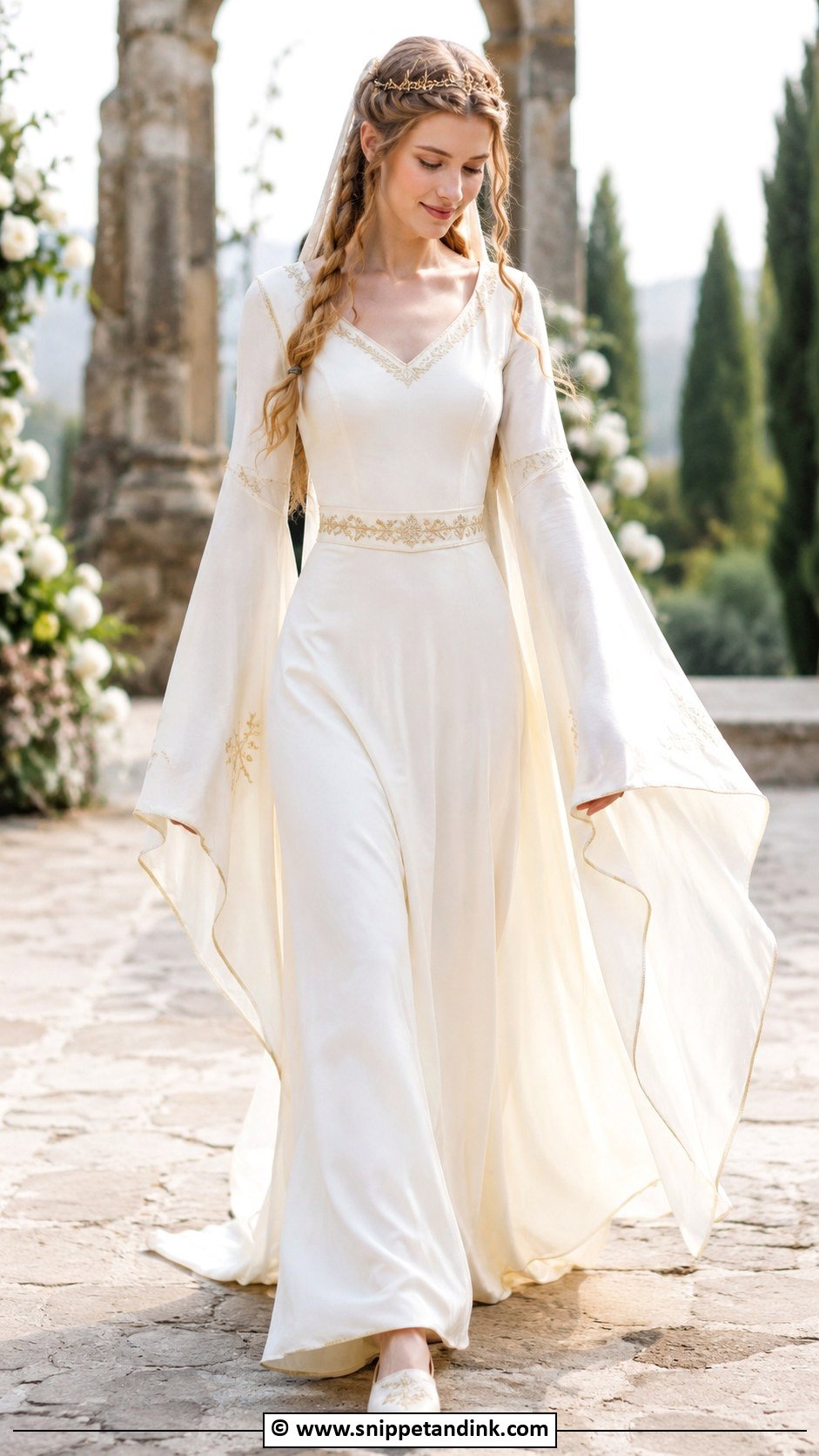Medieval Wedding Dress With Trumpet Sleeves - Snippet and Ink - 30 Medieval Wedding Dress Ideas