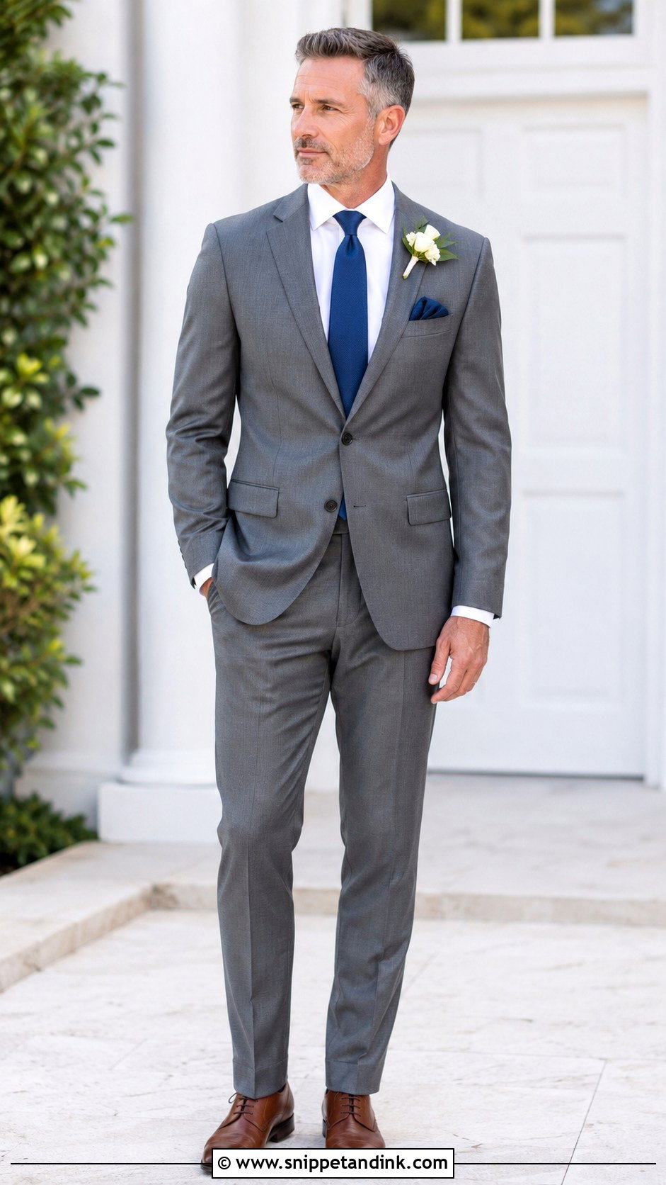 Medium Gray Suit With Blue Tie - Snippet and Ink - 25 Father of the Bride Suit Ideas