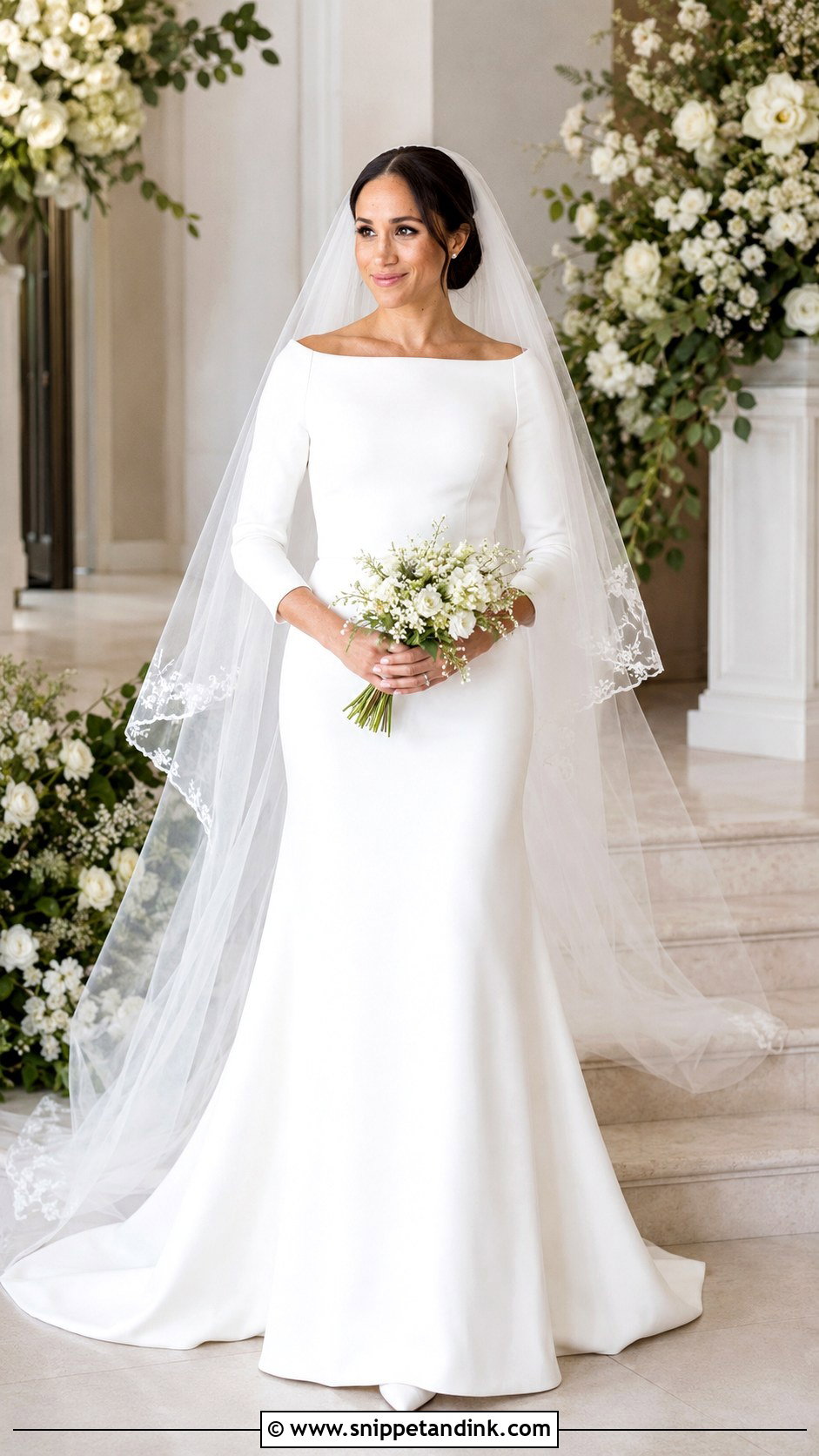 Meghan Markle Boat Neck Bridal Gown - Snippet and Ink - 30 Meghan Markle Wedding Dress Ideas
