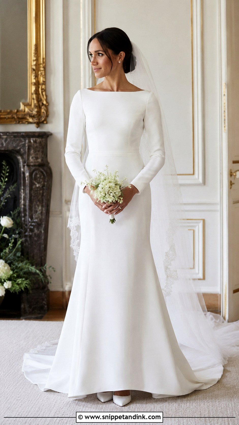 Meghan Markle Long Sleeve Crepe Wedding Dress - Snippet and Ink - 20 Megan Markle Wedding Dress Style Ideas