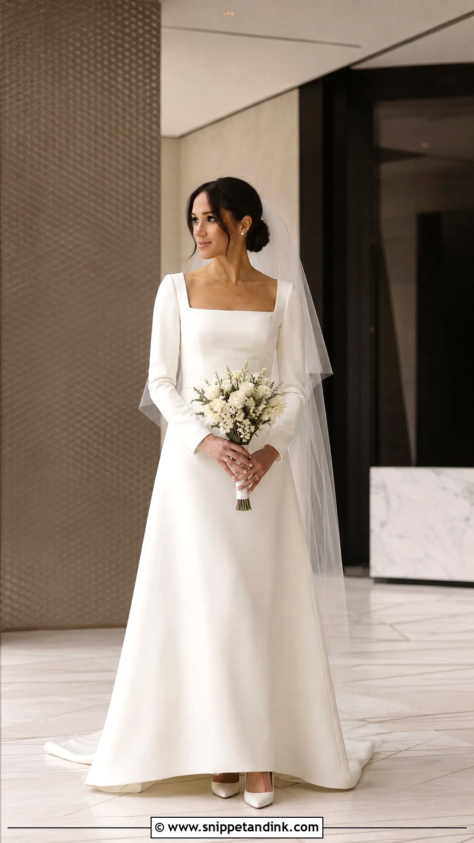 Meghan Markle Square Neck Wedding Dress - Snippet and Ink - 20 Megan Markle Wedding Dress Style Ideas