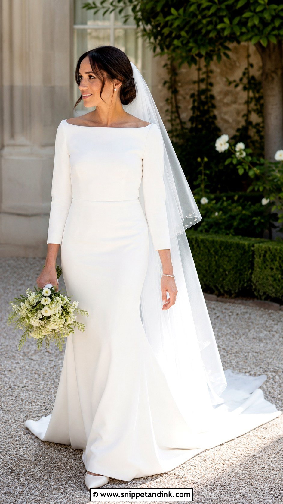 Meghan Markle Wedding Dress With Low Bun - Snippet and Ink - 20 Megan Markle Wedding Dress Style Ideas