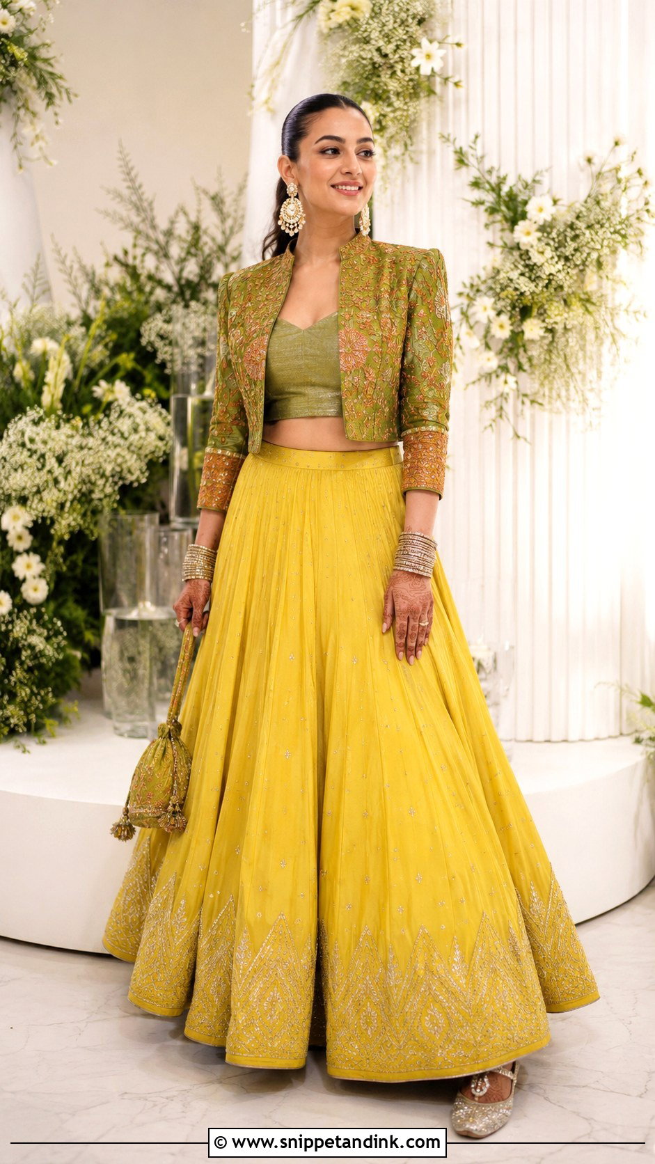 Mehendi Blazer Lehenga For Bride - Snippet and Ink - 30 Mehendi Dress Brides Ideas