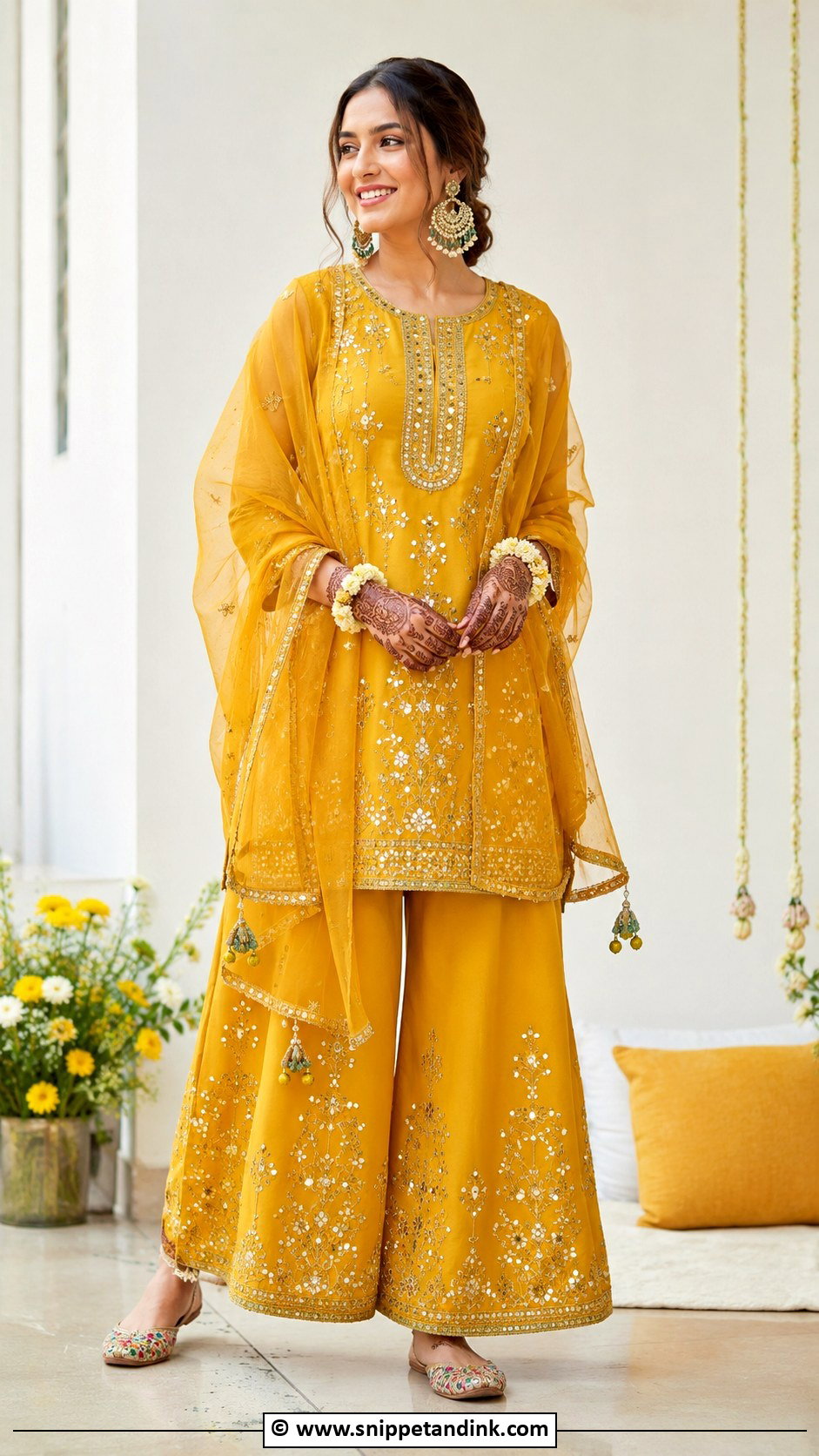 Mehendi Bridal Palazzo Set - Snippet and Ink - 30 Mehendi Bridal Outfit Ideas