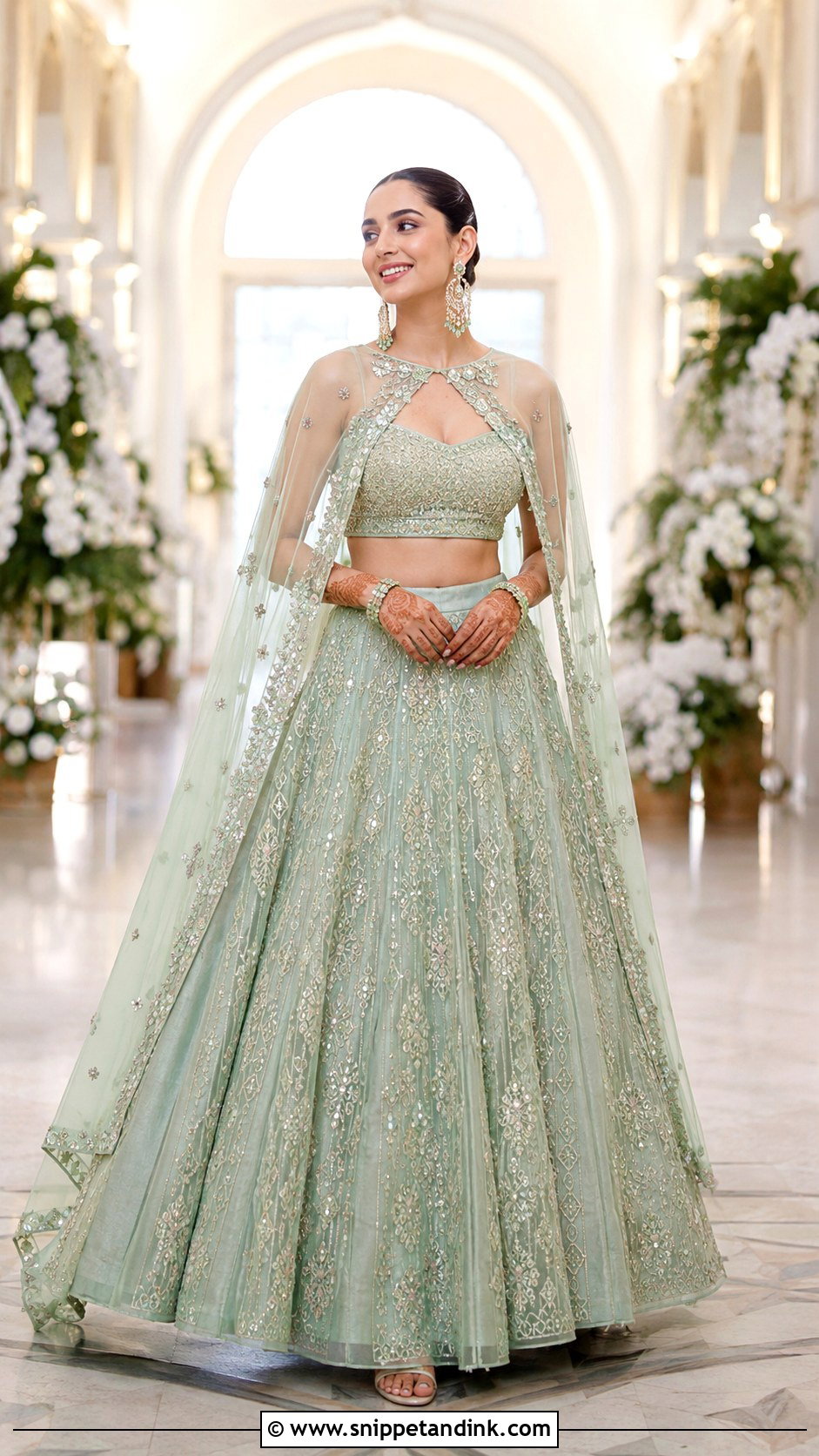 Mehendi Cape Lehenga - Snippet and Ink - 25 Mehendi Outfit Ideas for Bride