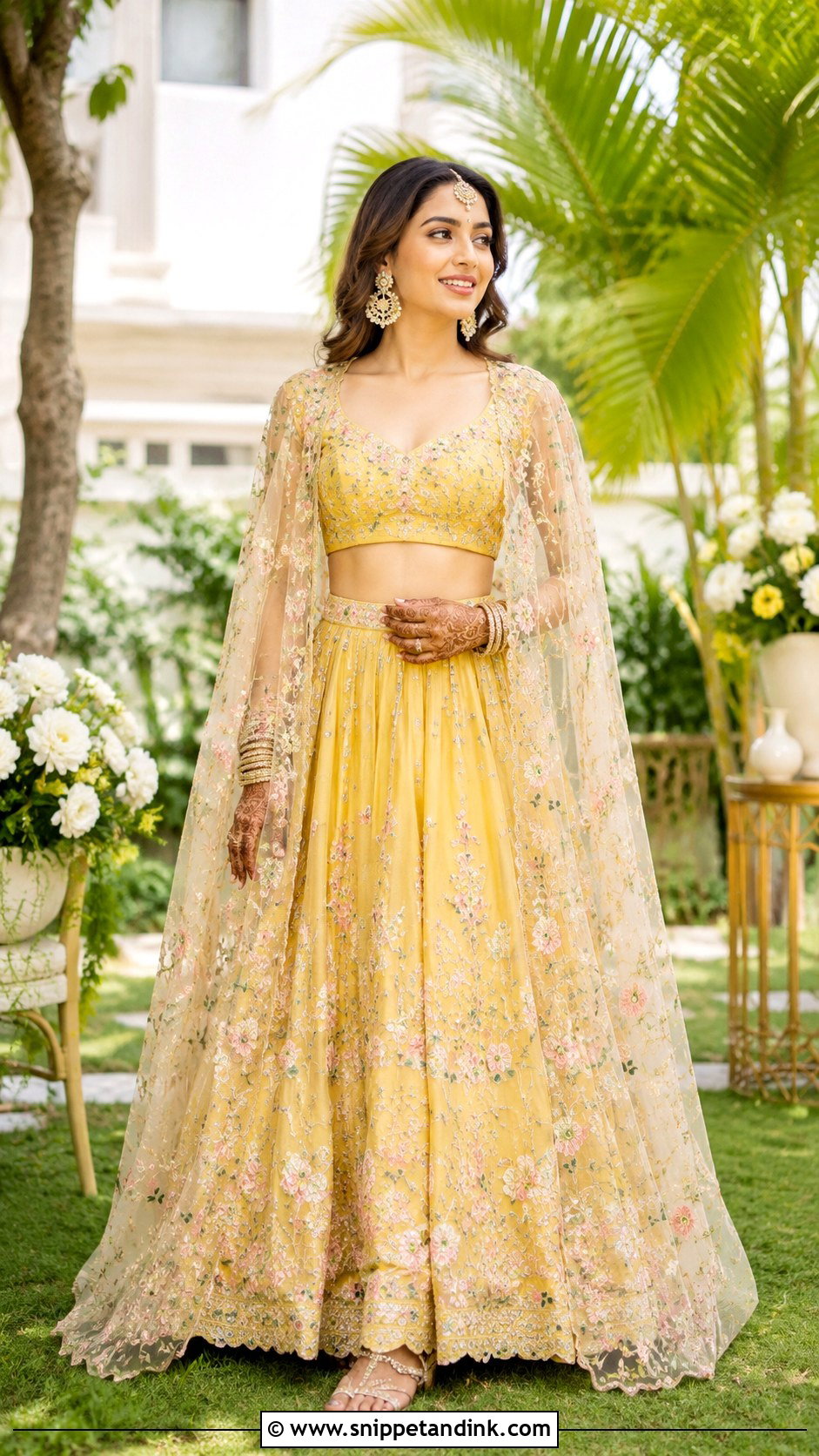 Mehendi Cape Set For Bride - Snippet and Ink - 30 Mehendi Dress Brides Ideas