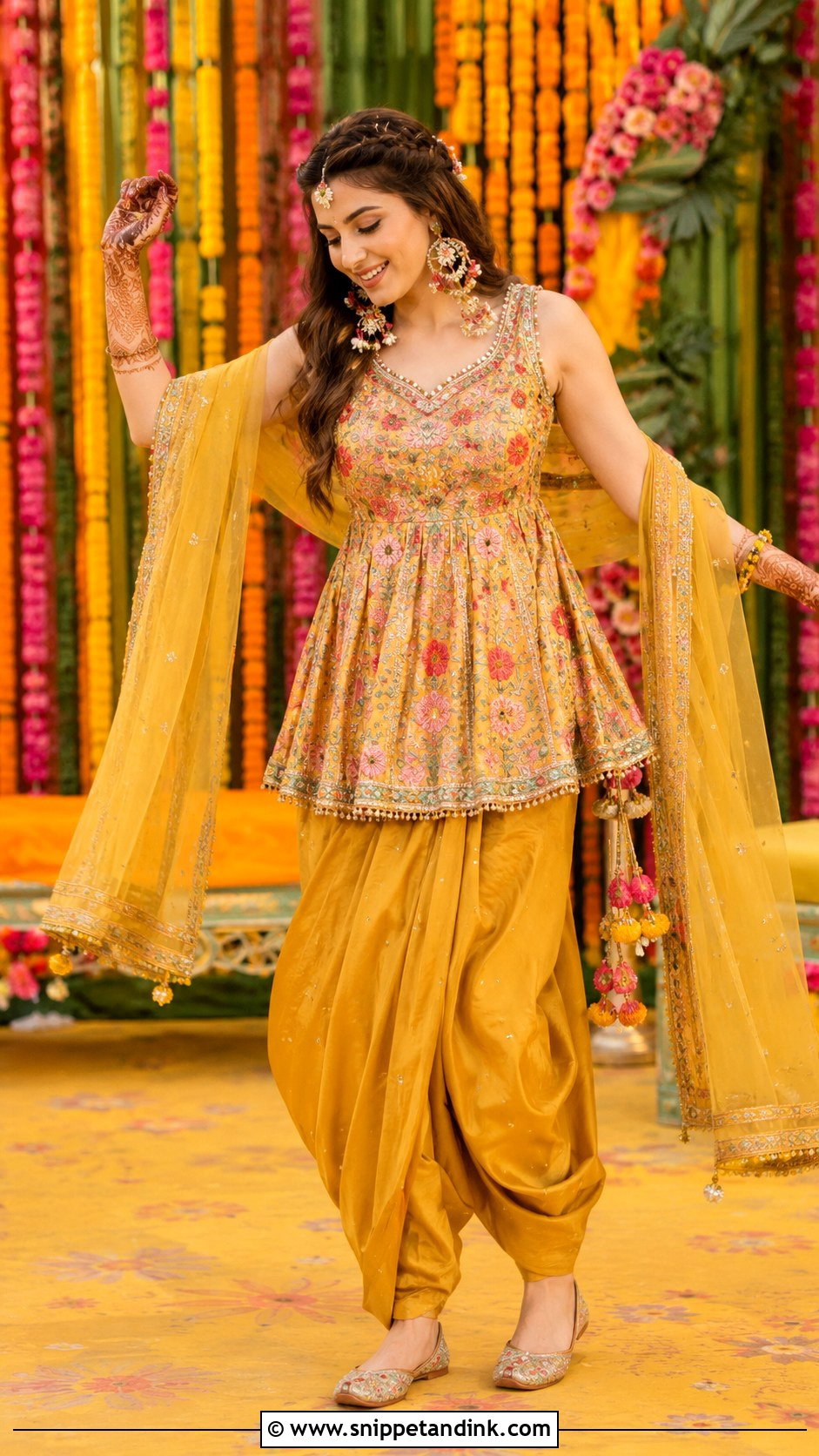Mehendi Dhoti Pants Outfit - Snippet and Ink - 25 Mehendi Outfit Ideas for Bride