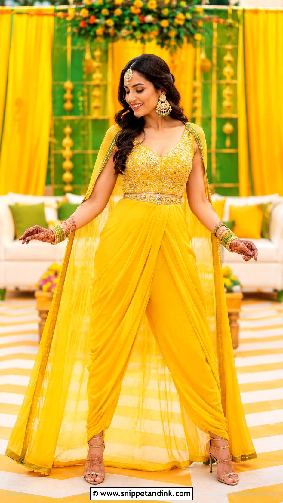 Mehendi Fusion Jumpsuit For Bride - Snippet and Ink - 30 Mehendi Dress Brides Ideas