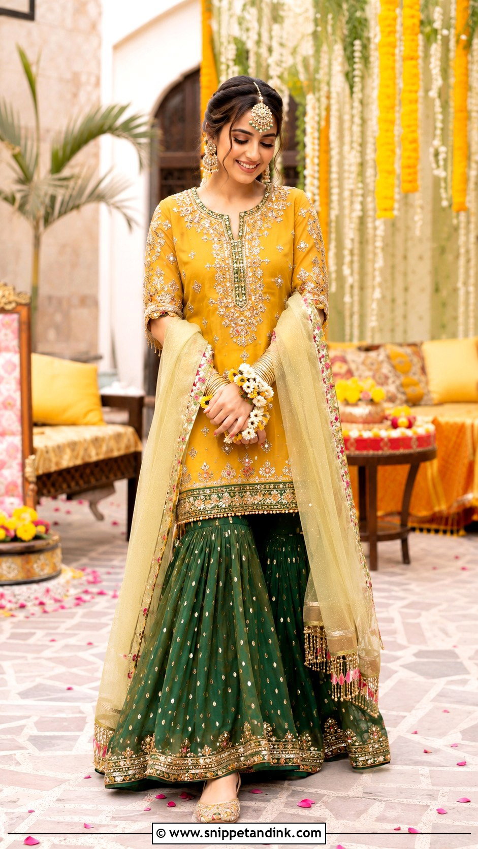 Mehendi Gharara For Bride - Snippet and Ink - 30 Mehendi Dress Brides Ideas