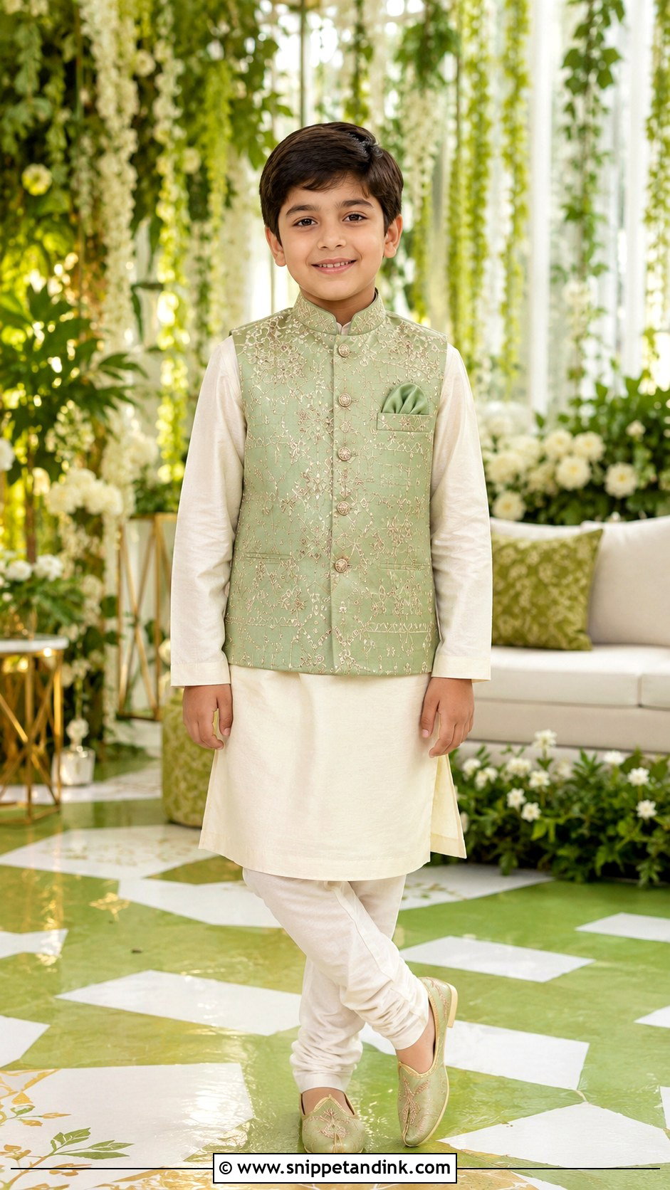 Mehendi Green Indian Kids Wedding Dress - Snippet and Ink - 25 Indian Kids Wedding Dresses