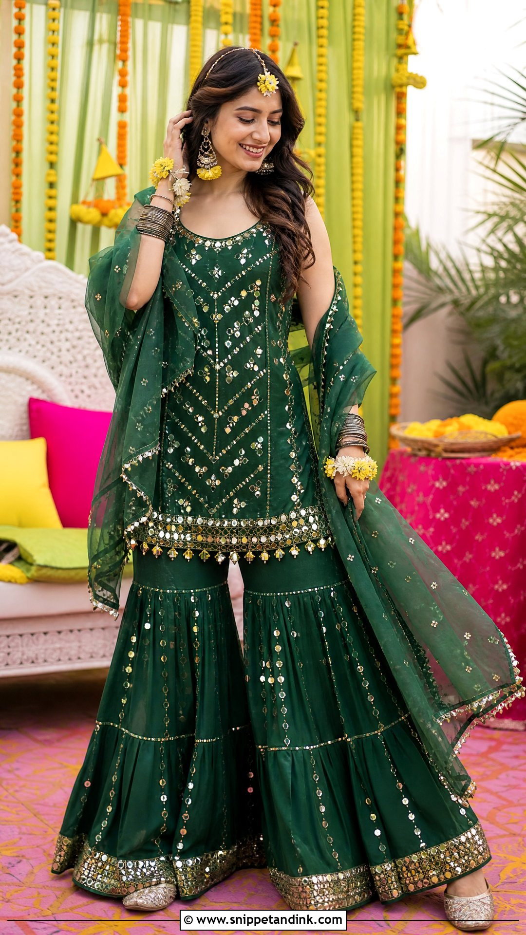 Mehendi Green Sharara Outfit - Snippet and Ink - 25 Trending Indian Wedding Outfits